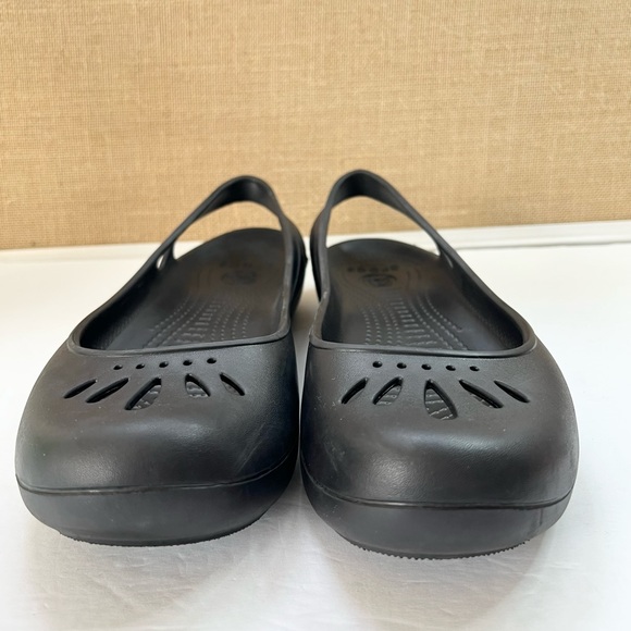 EUC Crocs Womens Kadee Slip On Slingback Sandal Shoes Flats Rubber Black Size 11 - Picture 5 of 10